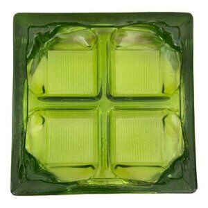 MCM Modern Forest Green Glass 4-Section Salsa Dips Ashtray, Made In Spain